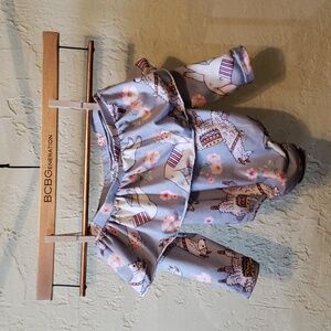 🦙 Mini's Baby Girl Off Shoulder Ruffle Llama Long Sleeve Romper Soft 6-9 M